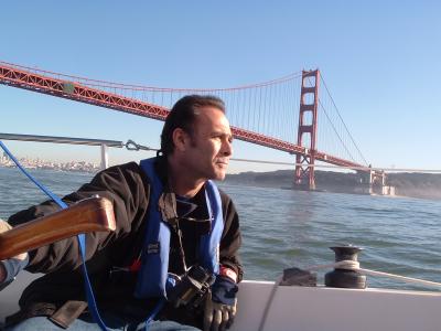 me sailing under the bridge