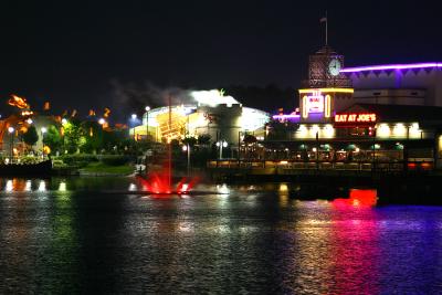 The view looking south across the lake at Broadway at the Beach. The Dragon's Lair, a miniature golf center, is located in the center of the picture.