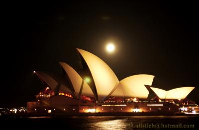 Sydney Moon rising above the Opera House