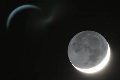 Earthshine and lens flare