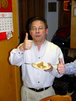 Thumbs up for the dessert, Christmas 2004