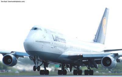 Lufthansa B747-430 D-ABVO at Miami International Airport aviation stock photo