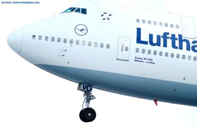 Lufthansa B747-430 D-ABVO takeoff at Miami International Airport aviation stock photo
