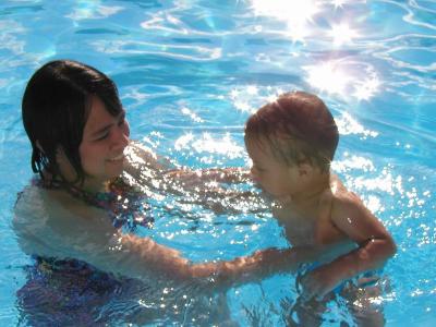 Aileen & Thunder enjoying a summer swim