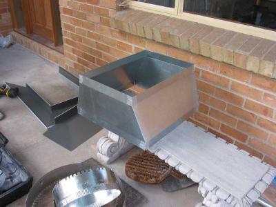 evaporative cooler kluge to fit between roof trusses
