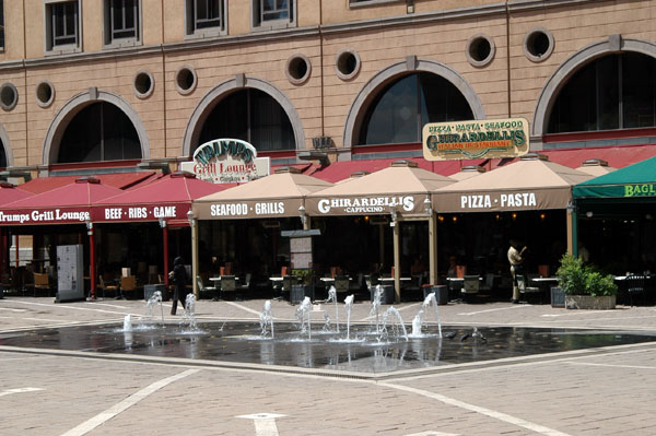 Numerous restaurants line Nelson Mandela Square