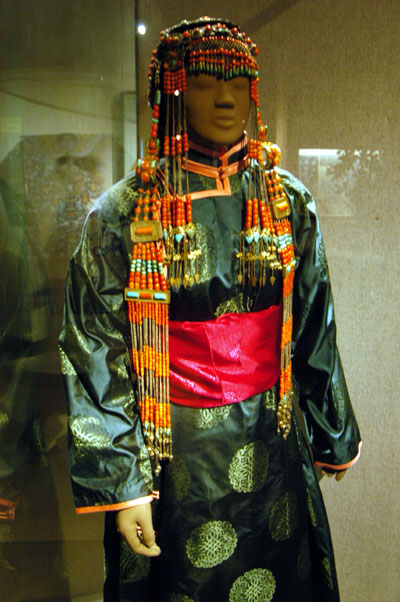 Mongol womans festive attire, Chahaer, Inner Mongolia