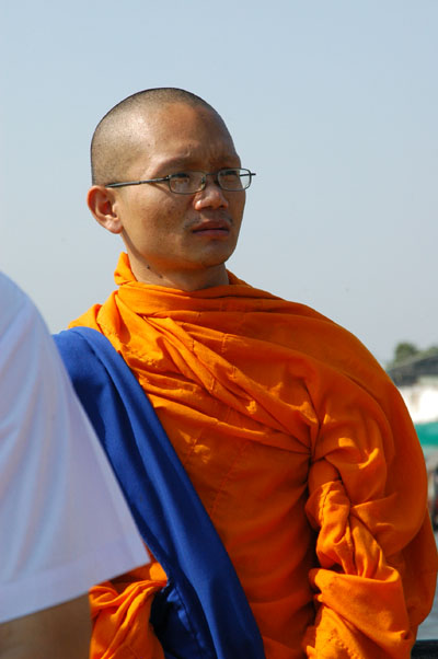 A monk on the ferry, Bangkok