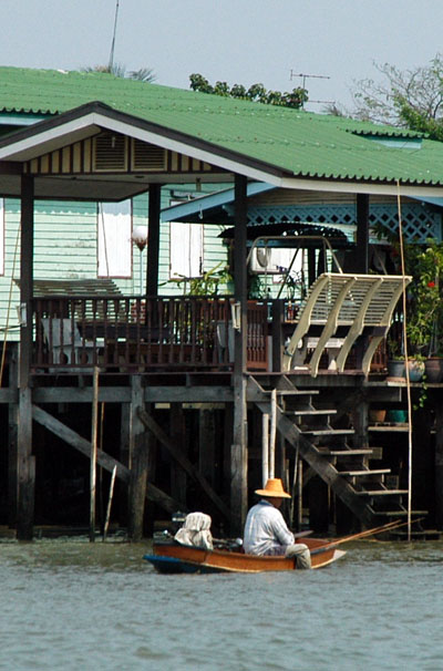 Man fishing from small boat