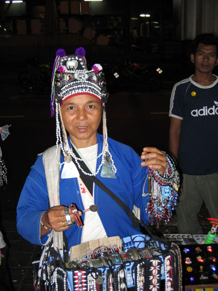Hill tribe woman selling jewelry, Patpong Night Market