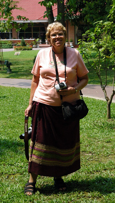 Mom modeling her Thai skirt
