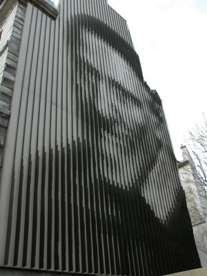 A giant halftone mural composition