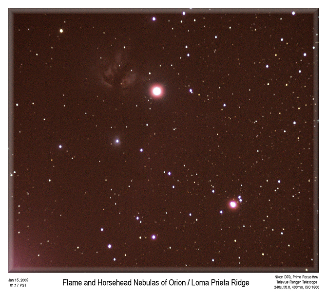 Flame and Horsehead Nebulas