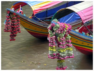 Nicely decorated boats at Si Phraya Pier