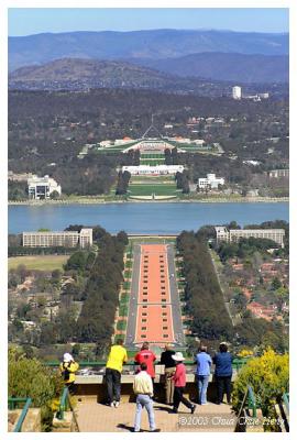 Overseeing Canberra Parliament House from Mt Ainslie