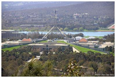 The view of Parliament House from Red Hill