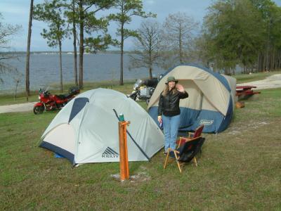 Jean and the new tent