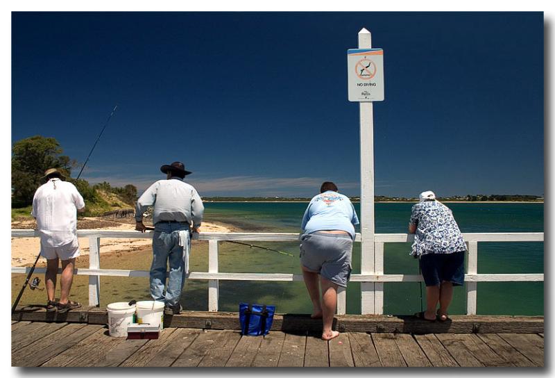 Not diving; fishing (*)