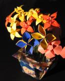Origami flowers and vase