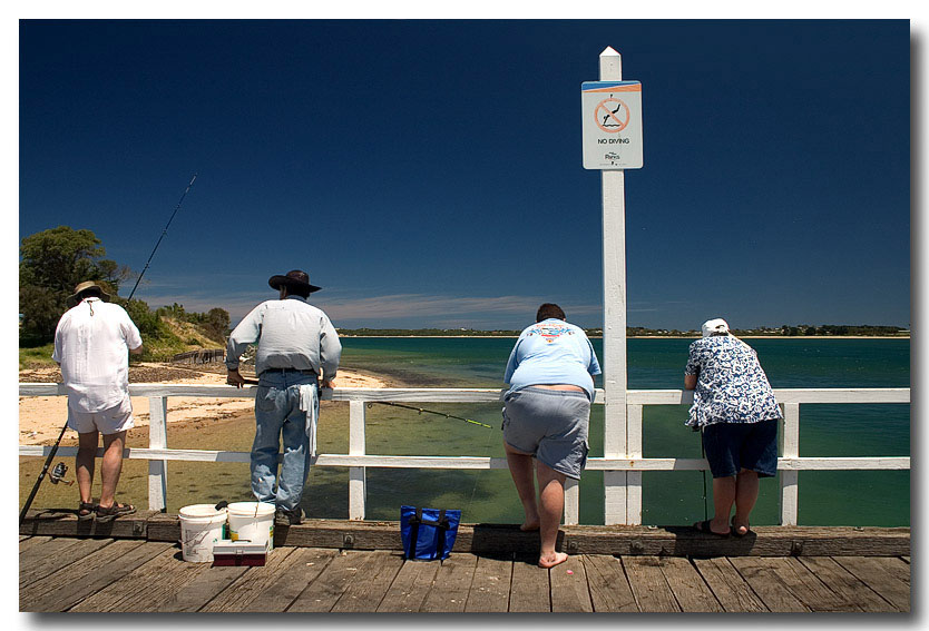 Not diving; fishing (*)