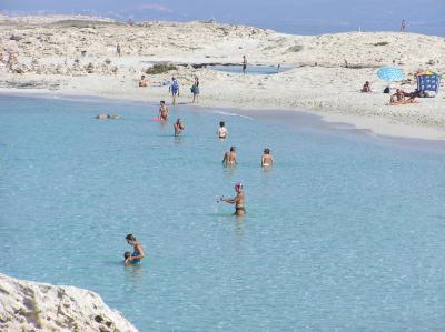 Illetes Beach with Ibiza in the background