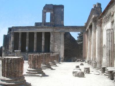 Pompeii - The Basilica at the Forum. Mt. Vesuvius erupted in 79 a.d. and buried Pompeii.