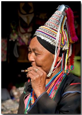 Hilltribe lady with cheroot