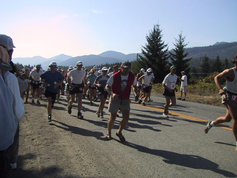 The 10:00 am start -- #24 Bruce Hoff; #20 Jana Gustman; red vest Randy Gerke RD; #12 Dave Dutton; #43 Matt Sessions (GT)