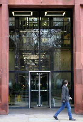 At the Main Entrance NYU Bobst Library at WSS