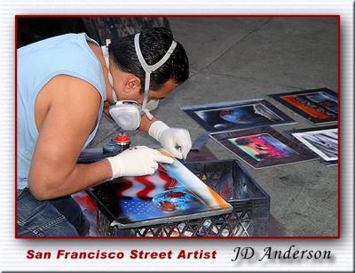 Pablo, San Francisco Street Artist
From the archives...   
My apologies, I've been swamped this week.  I'll get back to daily photos as soon as I can.

This is Pablo, a San Francisco street artist.  I bought one of his paintings and his work is truly amazing.  He creates these vivid images using plain old spray paint.  Each image took him 10 to 15 minutes...  Amazing!