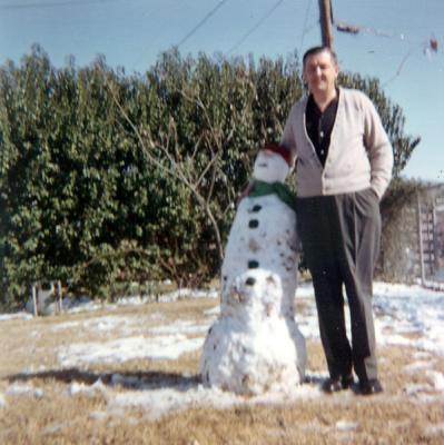 Dad & snowman - Harter Road
