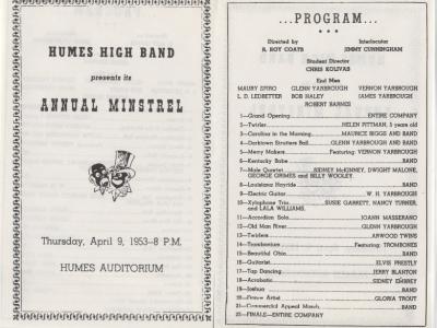 The program from Elvis' performance at school