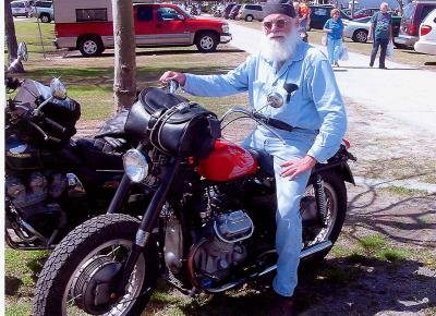 Dave Luby on his Moto Guzzi Bobber