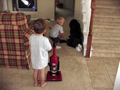 Cleaning house with Jaedyn - Aug 2003