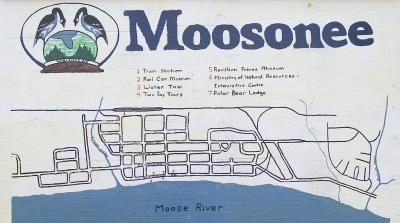 Painted map of Moosonee near train station