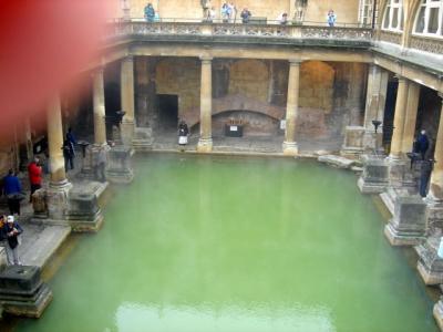 The main bath from the upper walkway, including thumb.