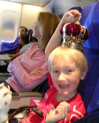 Luke's King Hat - Playing on plane home.