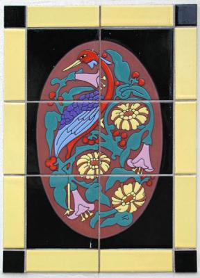 bird and flower tile