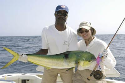 Mel's dorado hits the big popper at Pias Bay, Panama 1-2003