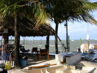 Tiki hut and boat docks