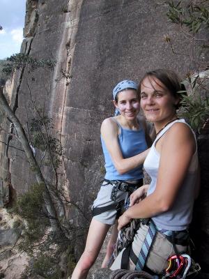Anne and Maz and eternity in the background (P2 belay)