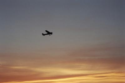 airplane at dusk