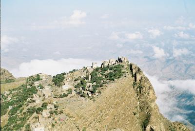 Mountain village, above the clouds. Lots of this stuff in Yemen