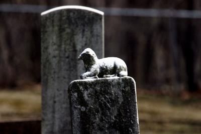 Vintage Cemetary Animal on headstone