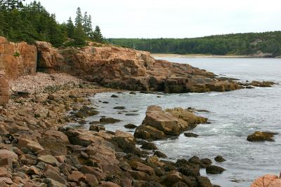 A view looking to the east from Thunder Hole along the coast. Sand Beach can be seen in the distance.