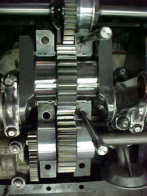 Close up pf crank and shaft gears.