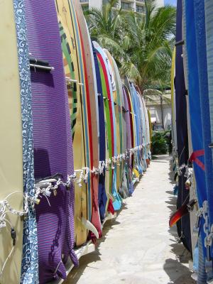 Surf Racks for longboards in Waikiki Rent a spot for your stick put a cover on it