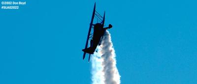 Jimmy Franklin's jet powered Waco UPF-7 bi-plane aviation air show stock photo