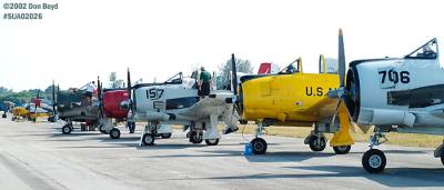 Lineup of restored warbirds aviation air show stock photo