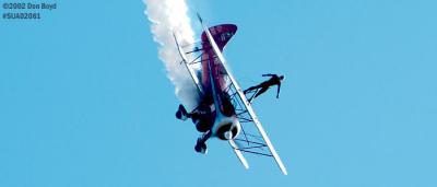 Jimmy Franklin's jet powered Waco UPF-7 bi-plane aviation air show stock photo